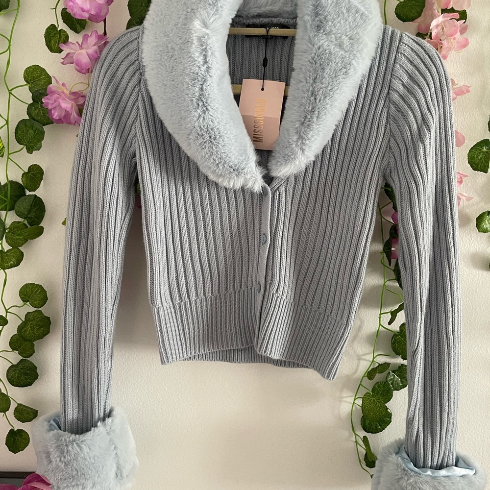 Missguided Light Blue Ribbed Cardigan